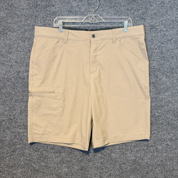 Eddie Bauer Shorts Mens 38 Beige Rainier Tech Pockets Performance Stretch Hiking - Picture 1 of 8